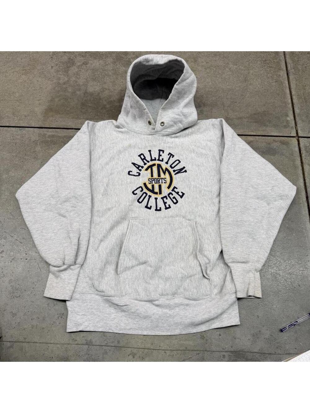 vintage champion reverse weave made in usa collegiate carleton college hoodie